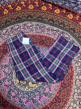 Roudelain Women’s Plaid Comfy Lounge Pants with Pink & Green Stripes size XL